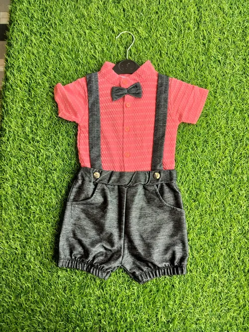 Coral Pink Grey Dungaree BD005